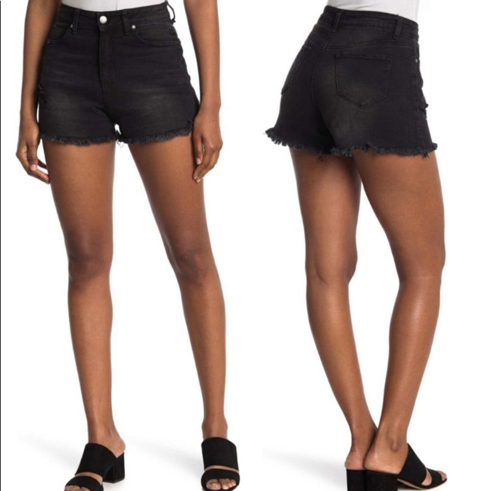 Nordstroms Abound Black Frayed Hem Denim Cutoff Shorts